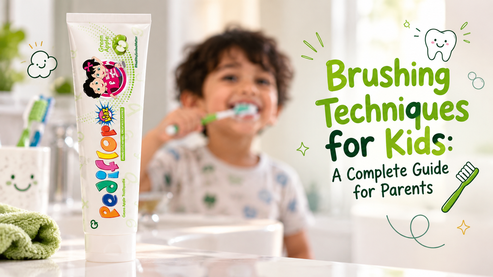 Brushing techniques for kids using fluoride toothpaste for healthy oral care